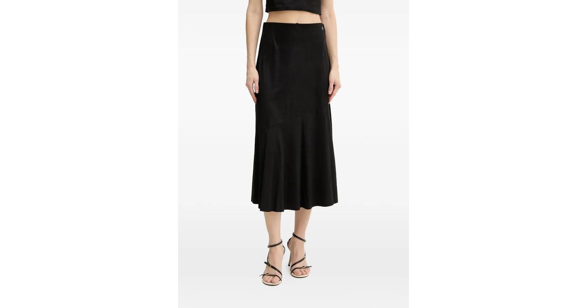 guess-emblem-detail-midi-skirt-in-black-lyst