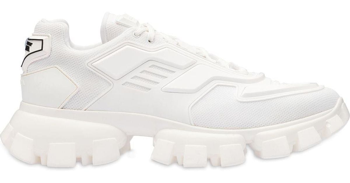 Prada Rubber Cloudbust Thunder Knit Sneakers in White for Men - Lyst