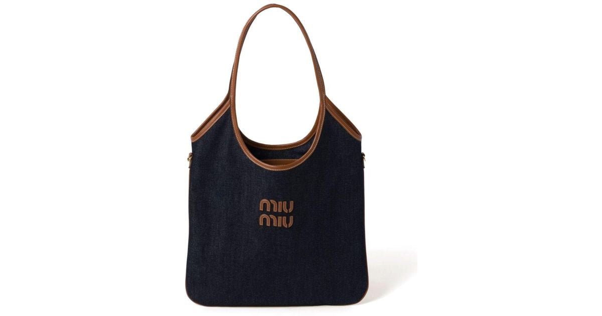 MiuMiu IVY デニムバッグ Miu Miu Ivy Denim Bag in Blue | Lyst