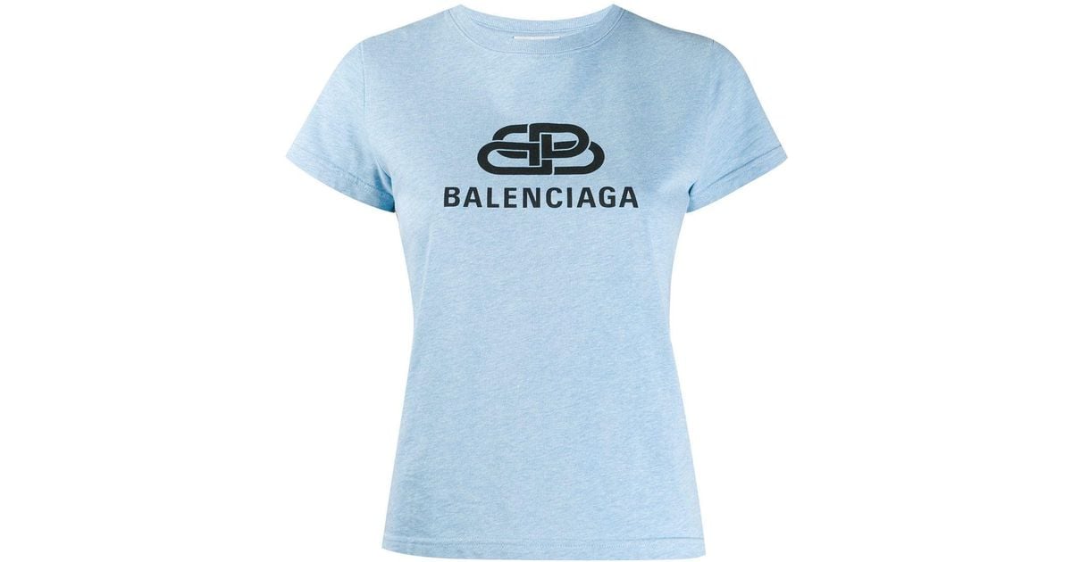 Balenciaga T-shirt Met Logoprint in het Blauw | Lyst NL