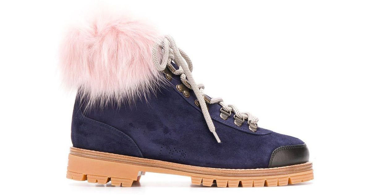 fur trimmed hiking boots