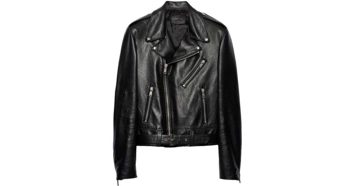 Prada Leather Biker Jacket in Black for Men | Lyst Canada
