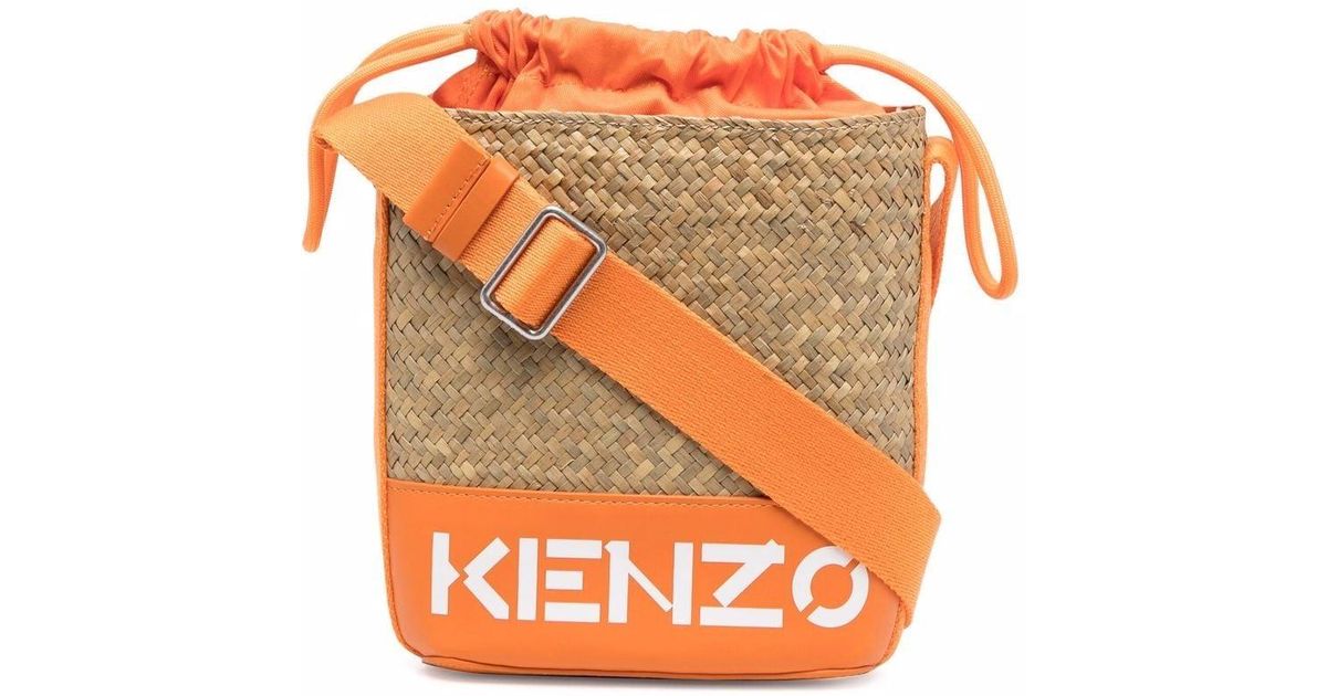 Sac à bandoulière tressé à logo imprimé Coton KENZO en coloris Orange