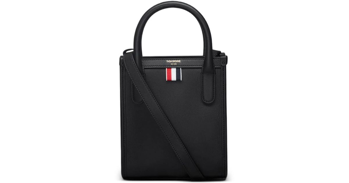 Thom Browne Vertical Leather Tote Bag in Black Lyst UK