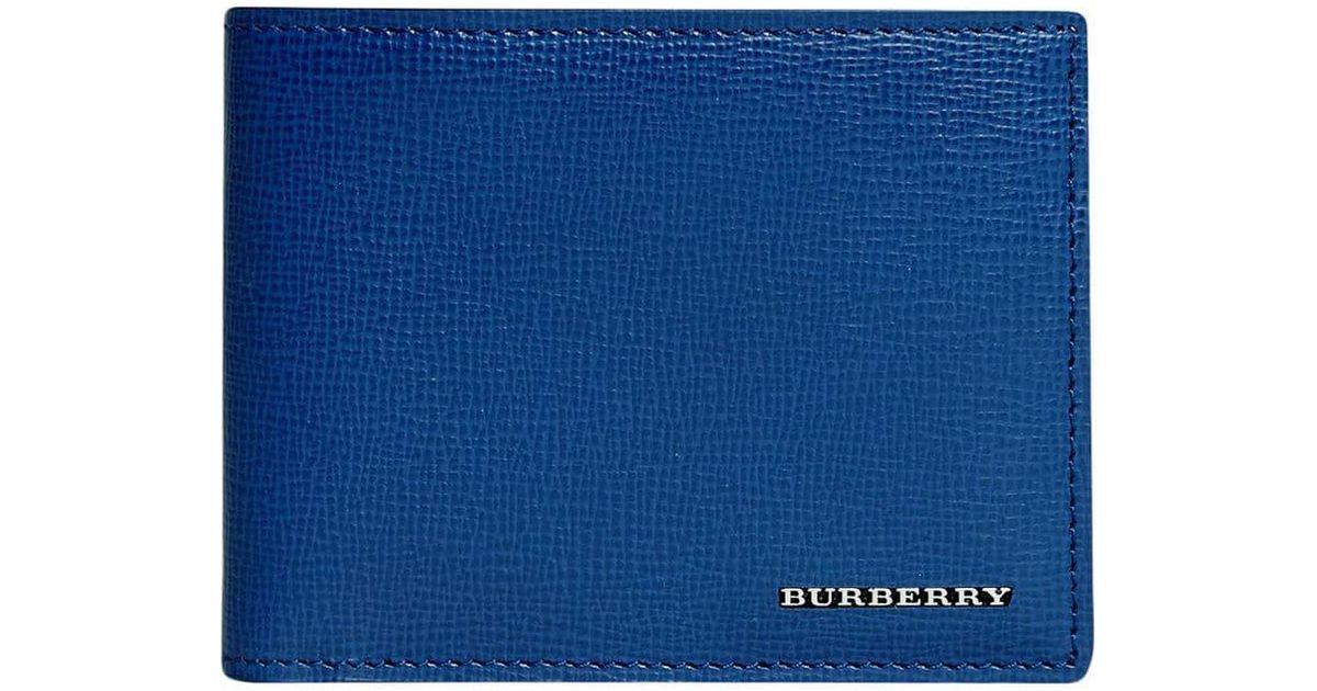Leather wallet Burberry Blue in Leather - 22416962