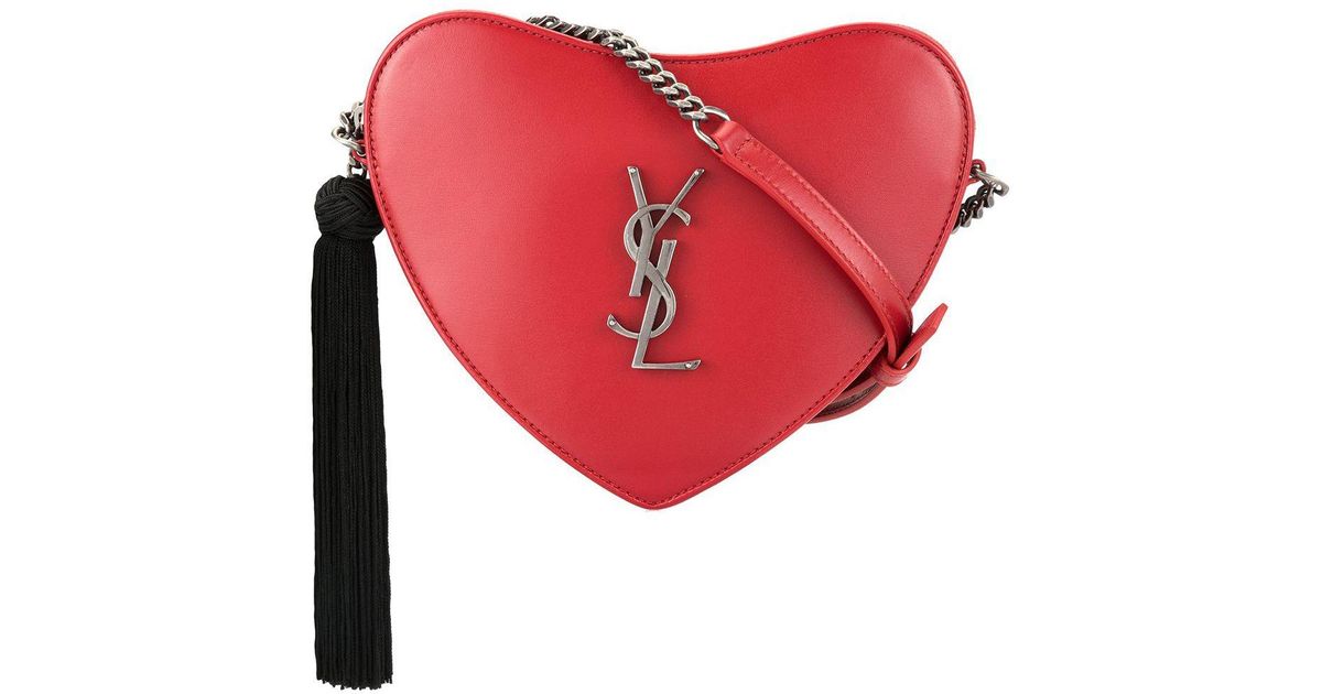 Saint Laurent Ysl Heart Bag in Red | Lyst