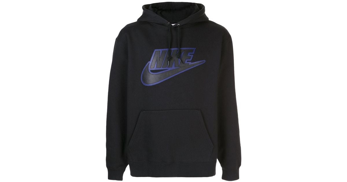 Supreme X Nike Leather Applique Hoodie in Black for Men | Lyst