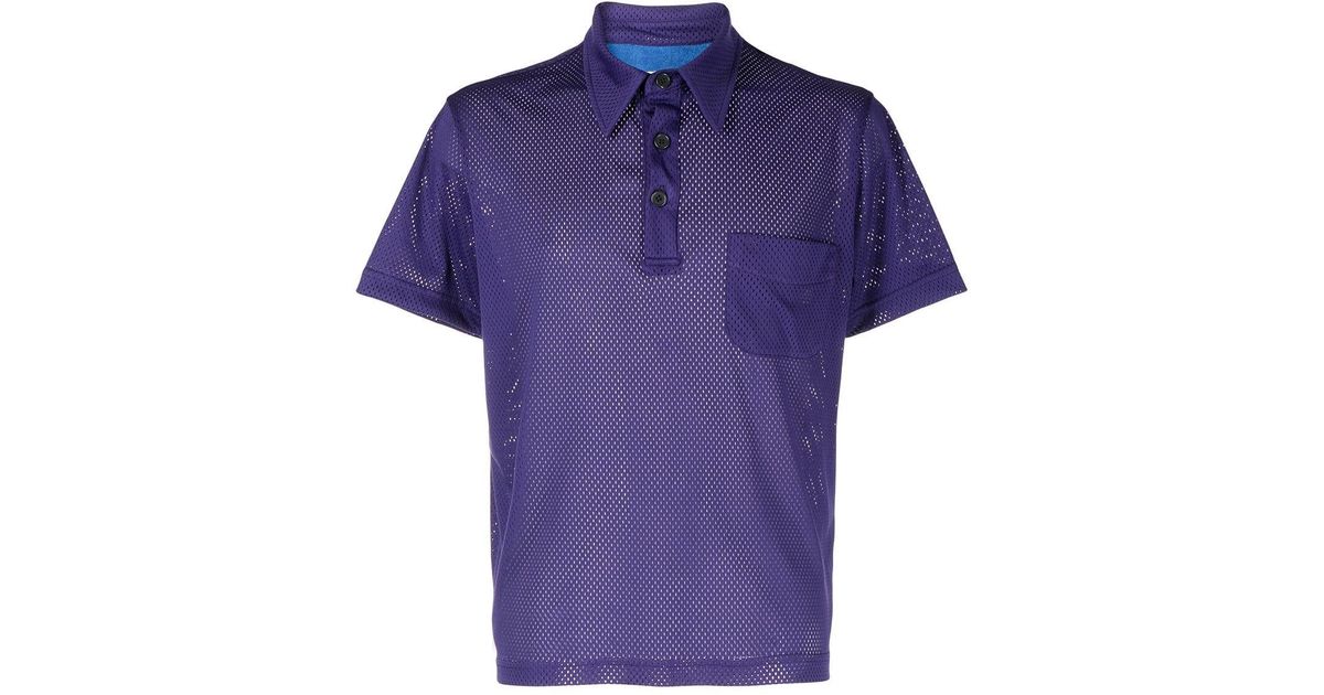 Anglozine Perforated Short-sleeve Polo Shirt in Purple for Men - Lyst