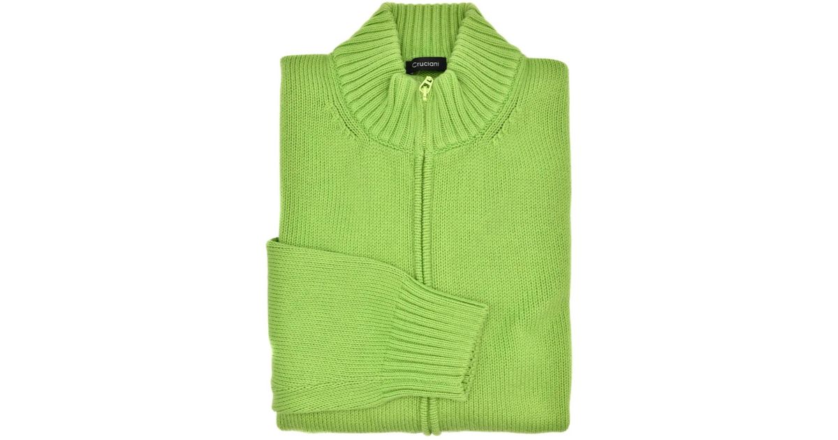 Cruciani Zip-Up Cotton Cardigan in Green for Men | Lyst UK
