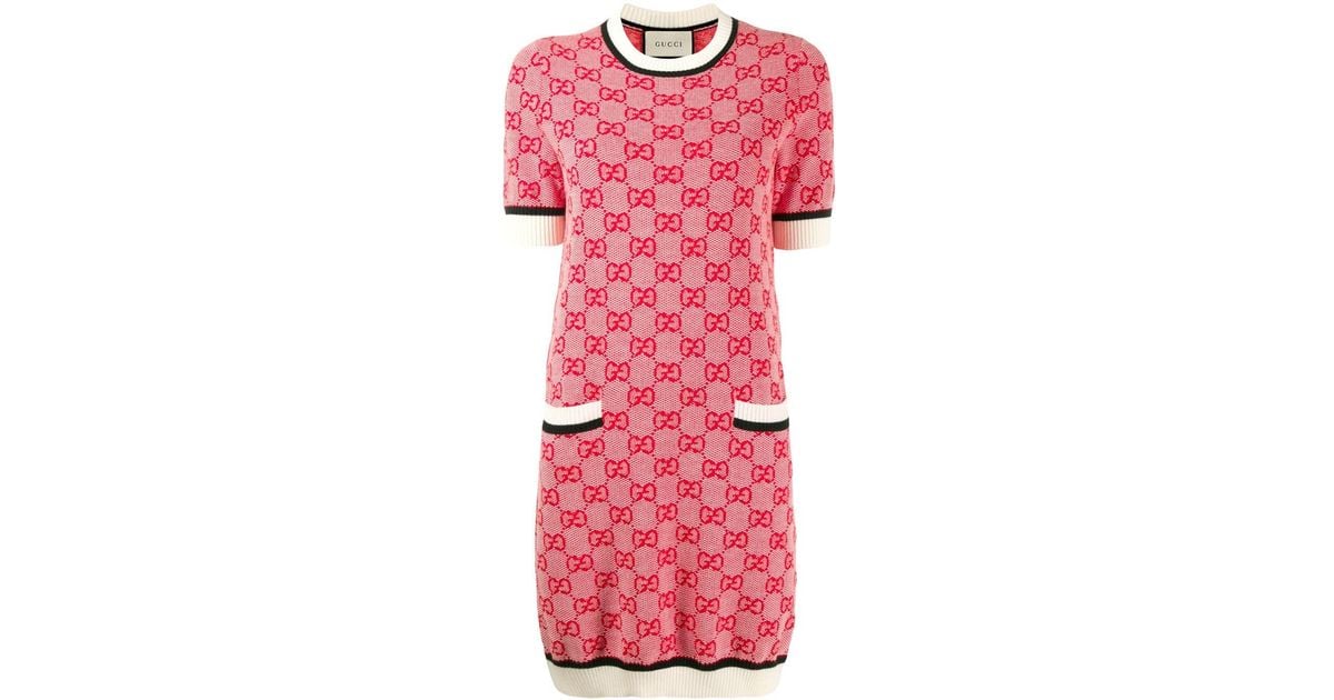 Gucci Wool GG Knit Mini Dress in Pink - Lyst