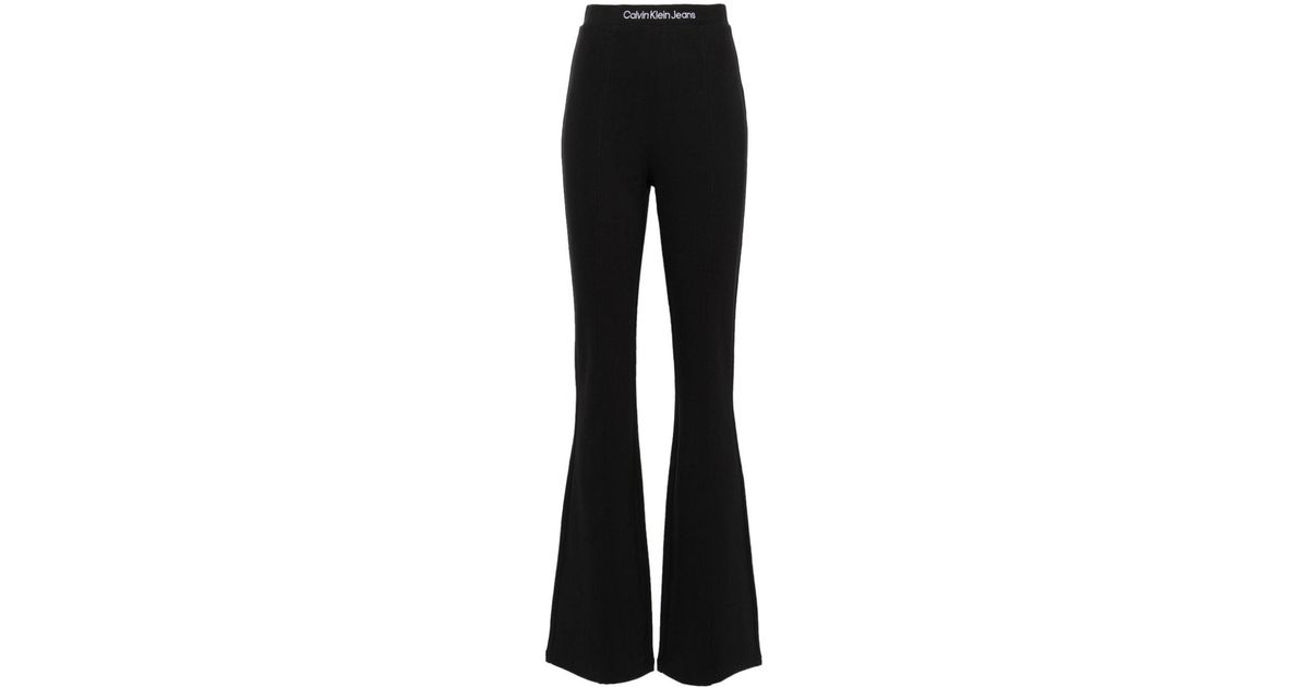 Lyst Black Logo-waistband leggings | Milano Calvin in Klein