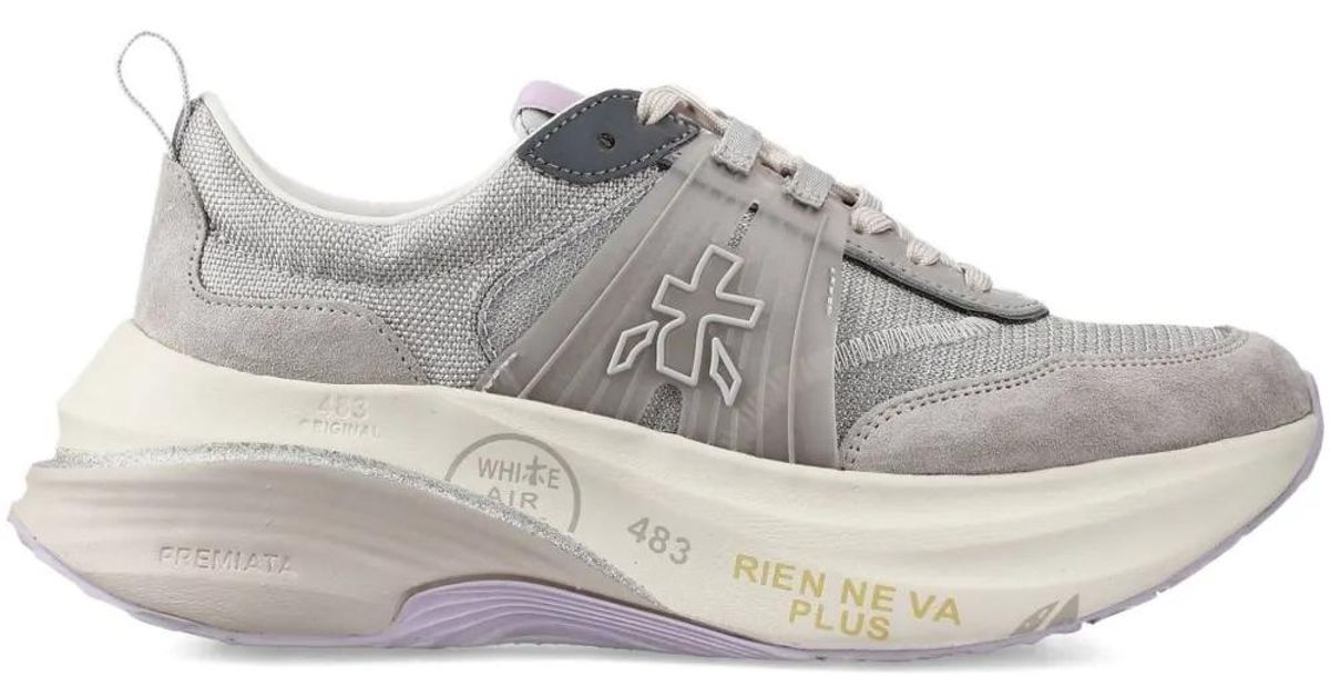 Premiata Hill 7859 Logo-Detail Sneakers in Gray | Lyst