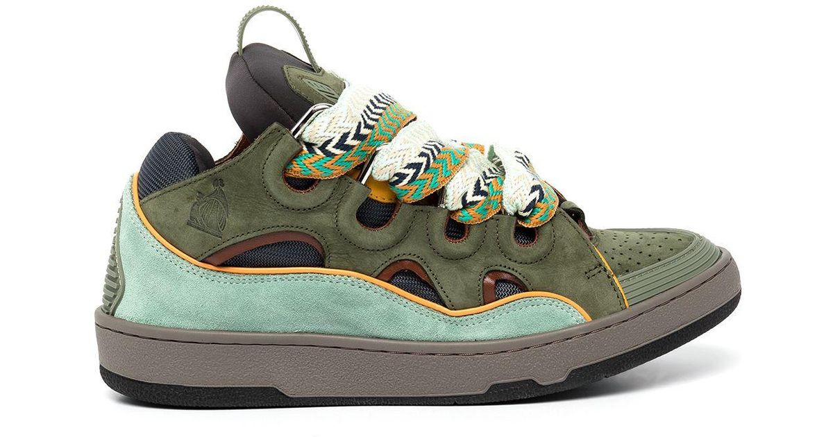 Lanvin High Top Strappy Sneakers in Green Brown | eBay