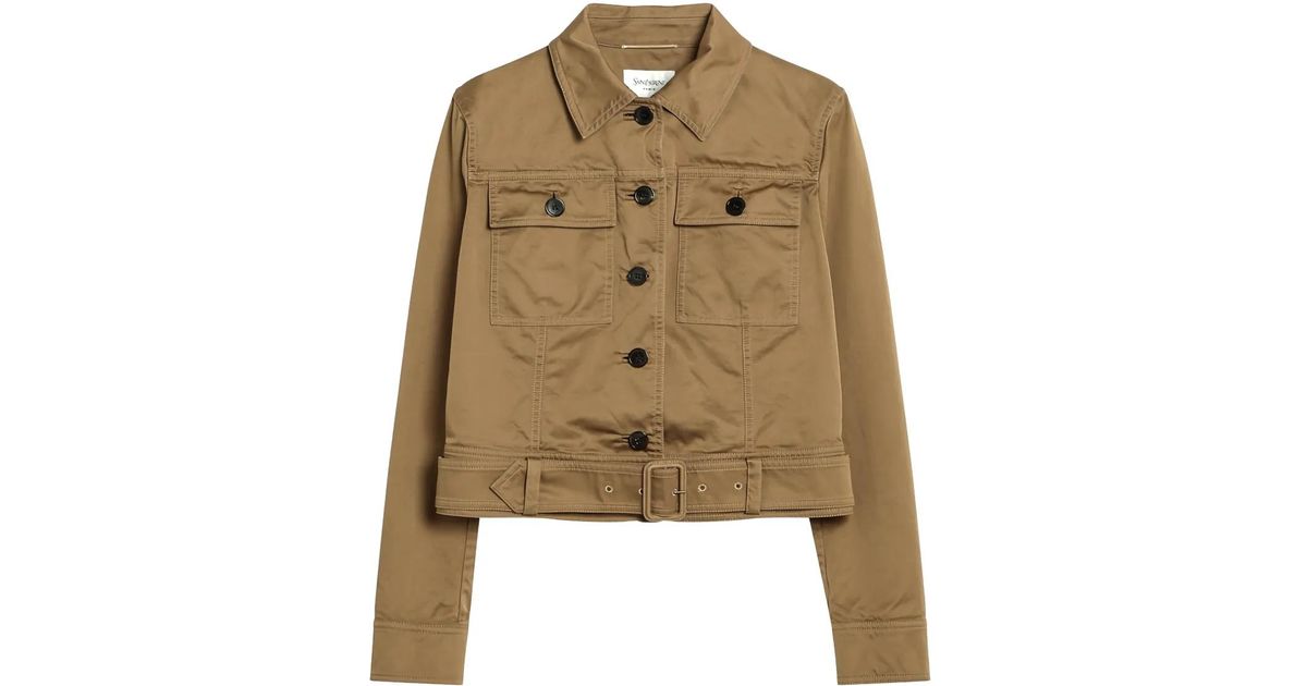 ジャケット Saint Laurent COTTON TWILL CROPPED JACKET SAINT LAURENT Cropped belted organic cotton-twill jacket