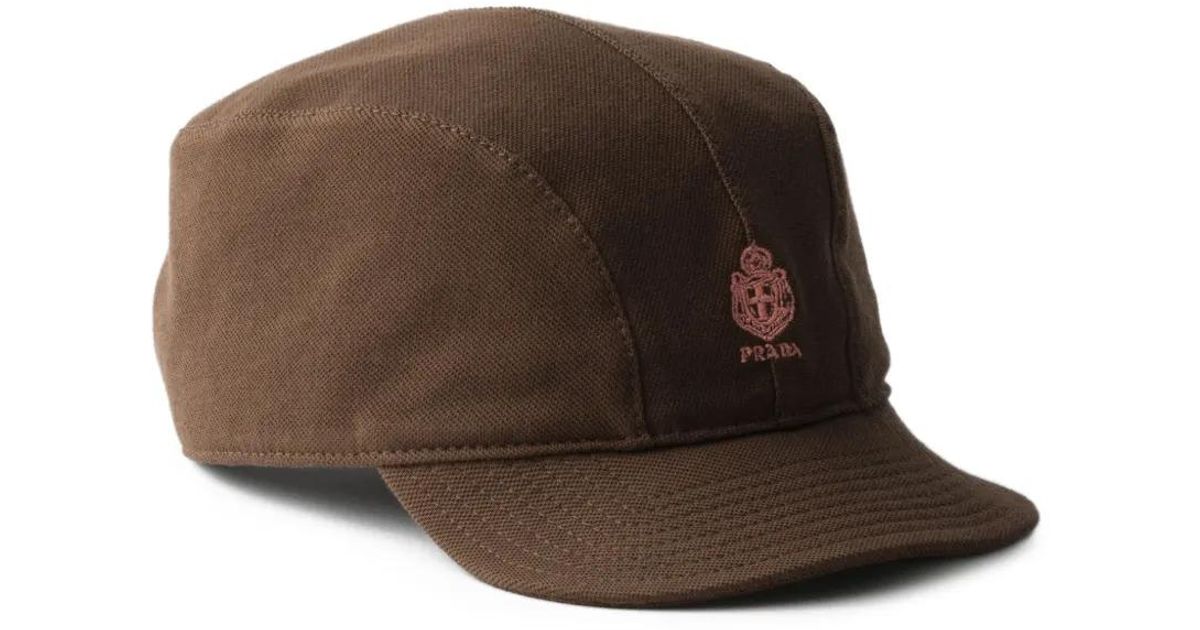 Prada Casquette De Baseball En Piqué Vieilli in Brown | Lyst