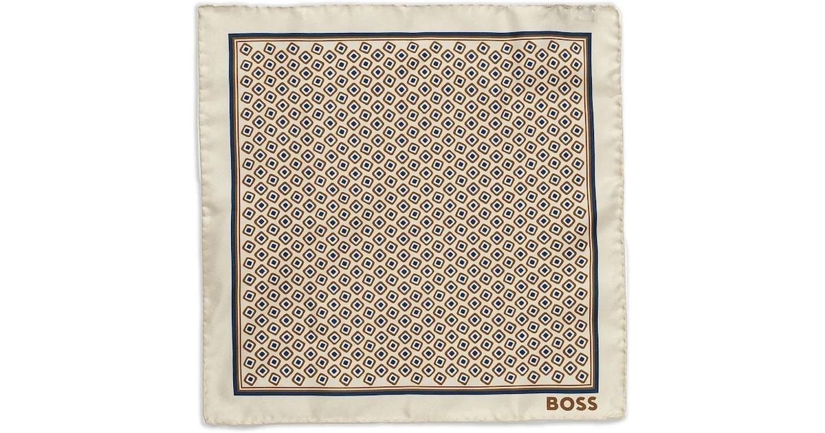 BOSS Geometric-Pattern Pocket Square And Tie Set in Natural for Men ...
