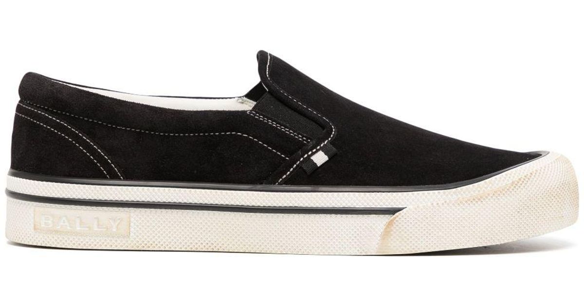 Bally Laceless Suede Sneakers in Black for Men | Lyst