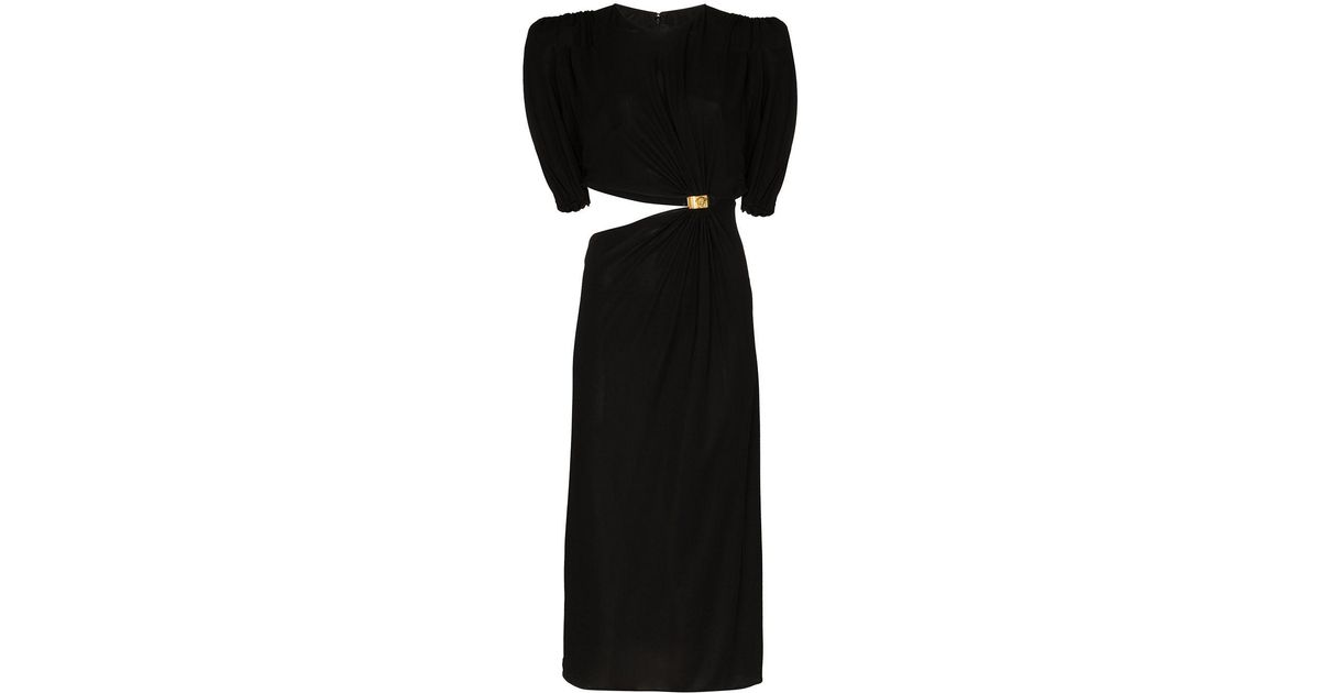 Versace Cutout Sculptural Mid-length Dress in Black | Lyst