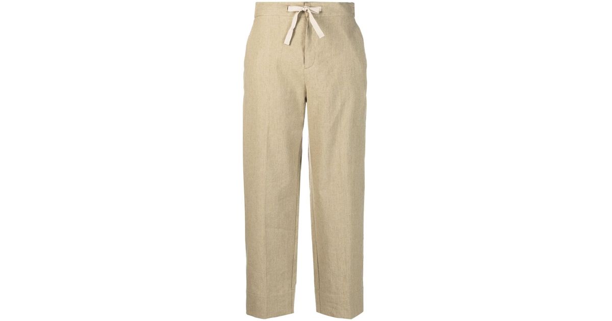 Soeur Cropped Cotton-linen Trousers in Natural | Lyst