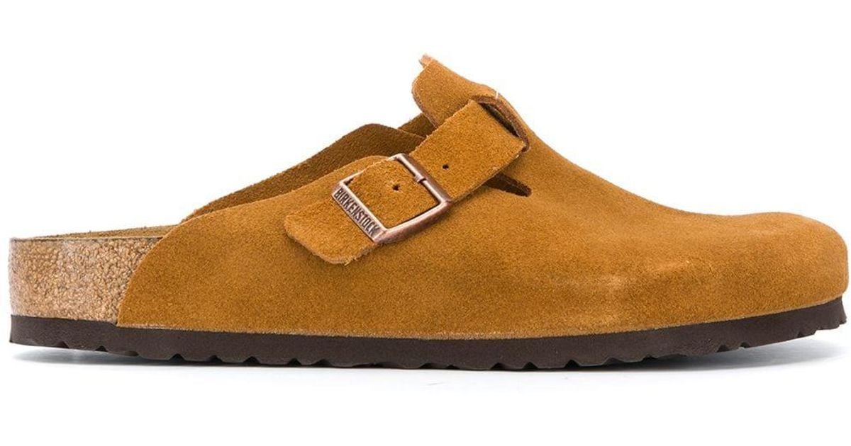 Birkenstock Suede Buckle Slippers in Brown for Men Lyst
