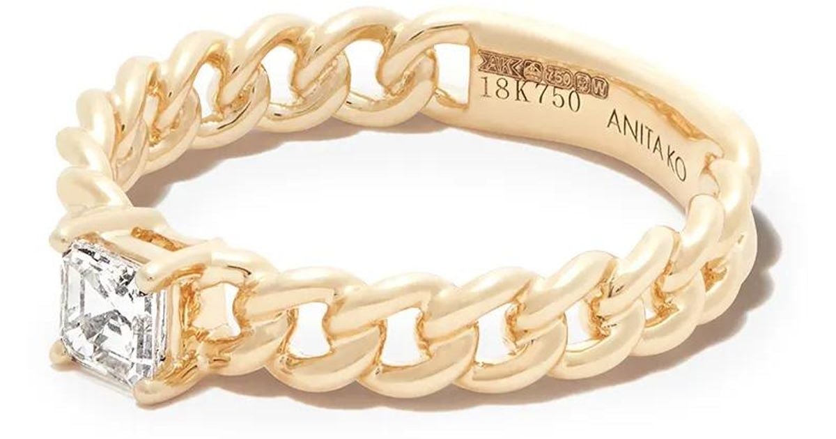 Anita Ko 18Kt Diamond Chain-Link Ring in Metallic | Lyst