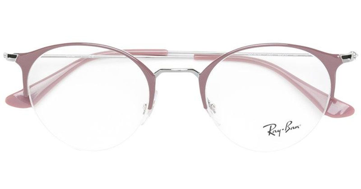 Ray-Ban Round-frame Half-rim Glasses - Lyst
