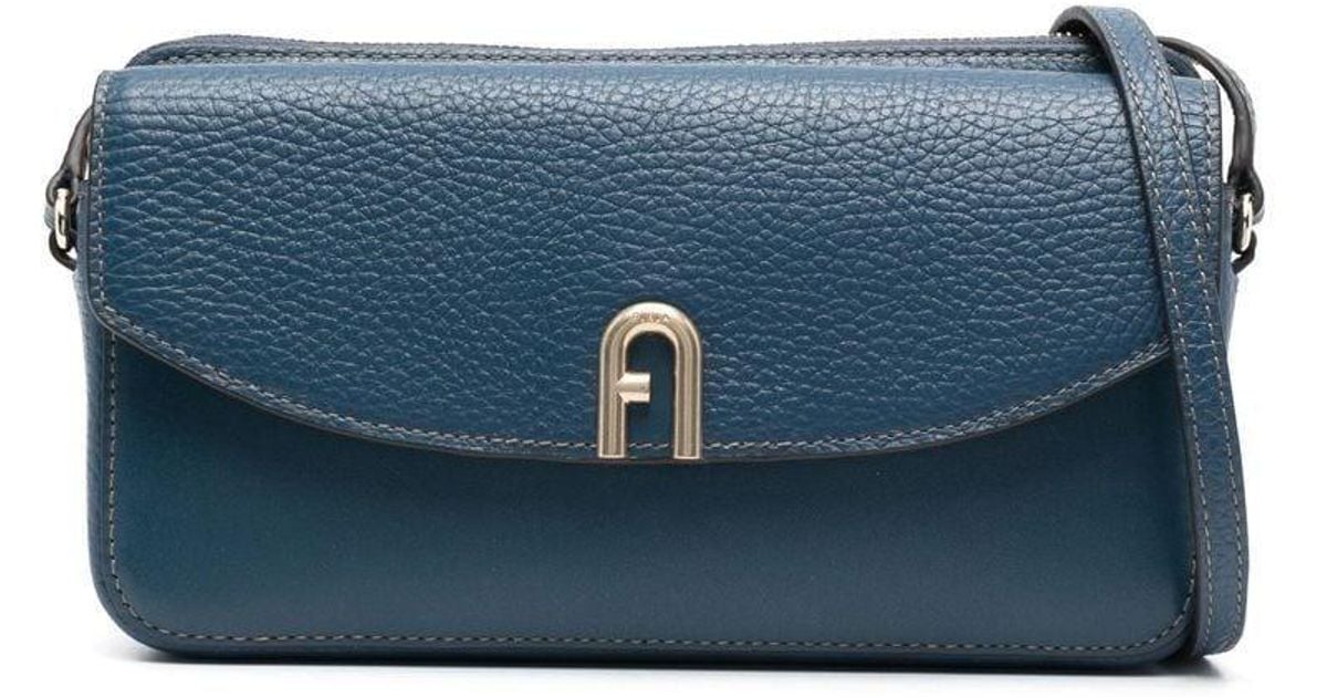 Furla Logo-detail Leather Crossbody Bag in Blue | Lyst