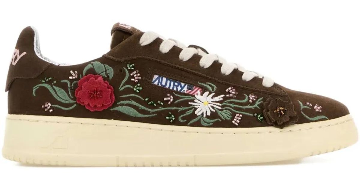 Autry Floral Dallas Suede Sneakers in Brown | Lyst UK