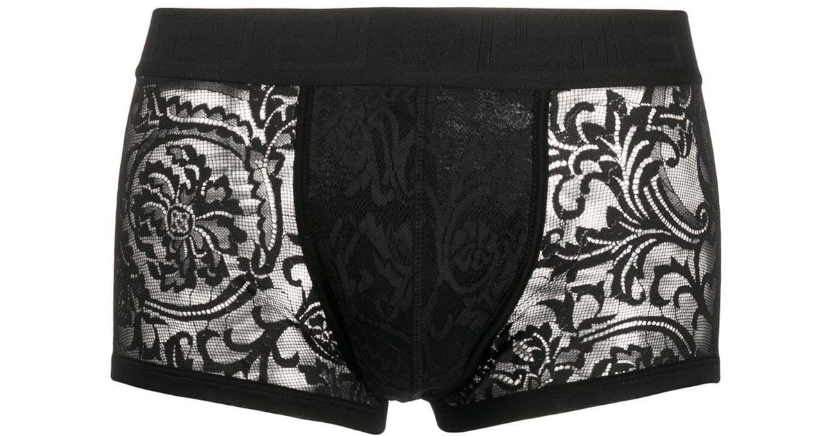 Versace Underwear: Black Greca Border Boxer Briefs