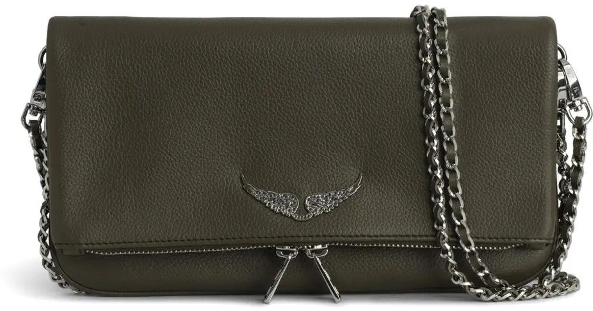 Zadig &amp; Voltaire Rocky Leather Clutch Bag in Gray | Lyst