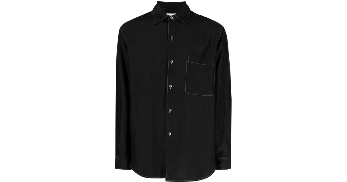 Lemaire Silk Oversized Buttoned Shirt in Black | Lyst