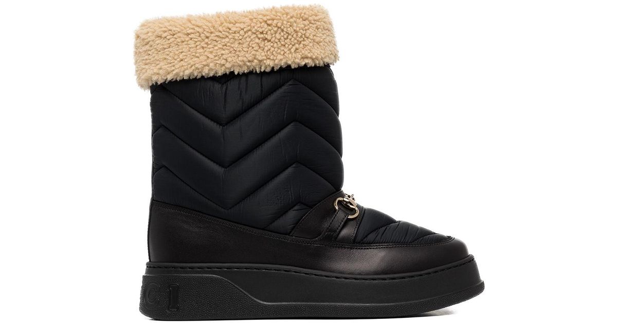 Gucci Horsebit Chevron-quilted Boots in Black for Men - Lyst