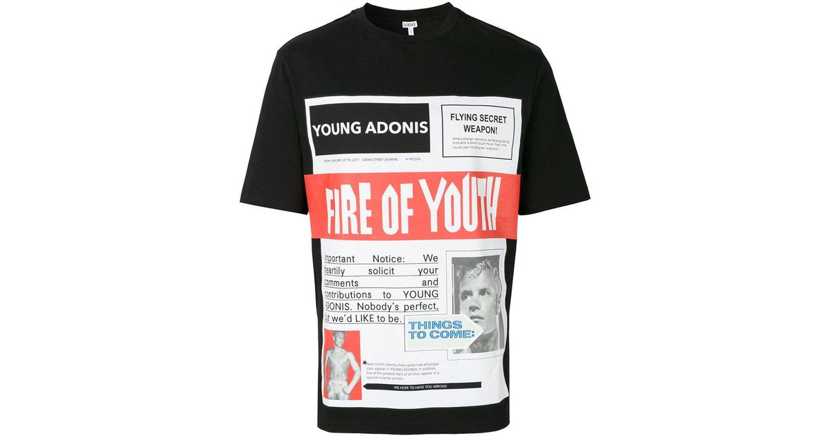 ロエベ(LOEWE) 17AW/Fire of Youth Poster 半袖 Loewe Fire Of Youth Poster T-shirt in Black for Men | Lyst