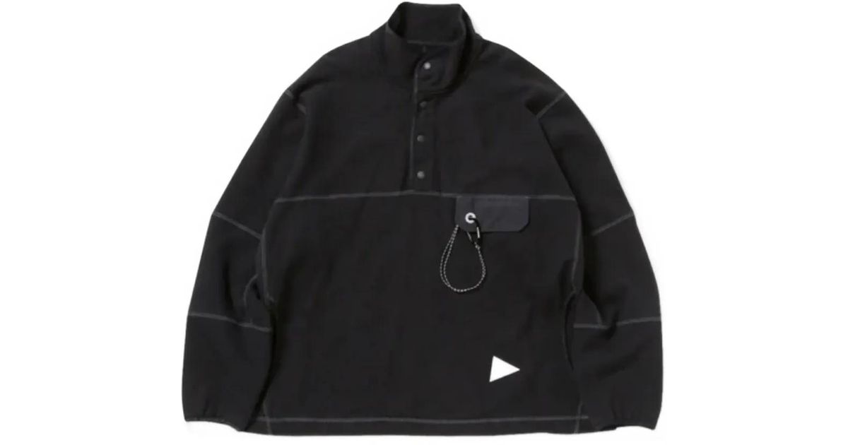 and wander Buttoned Chest-Pocket Sweater in Black for Men | Lyst UK
