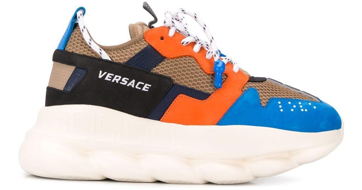 Versace Chain Reaction Low-top Sneakers in Blue for Men | Lyst