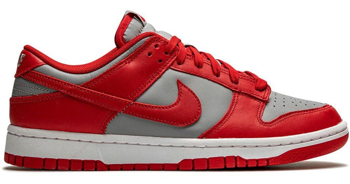 Nike Leather Dunk Low Sneakers in Red for Men | Lyst