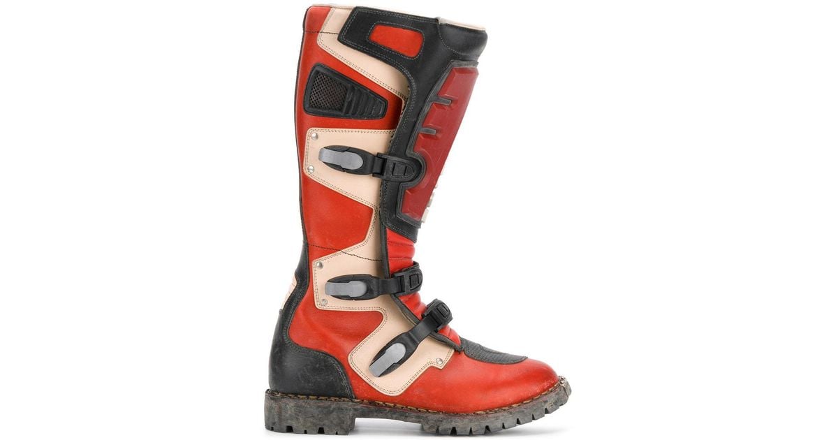 Balenciaga Rider Moto Boots in Red for Men | Lyst