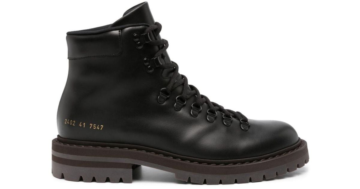 Common Projects Black Leather Hiking Boots for men