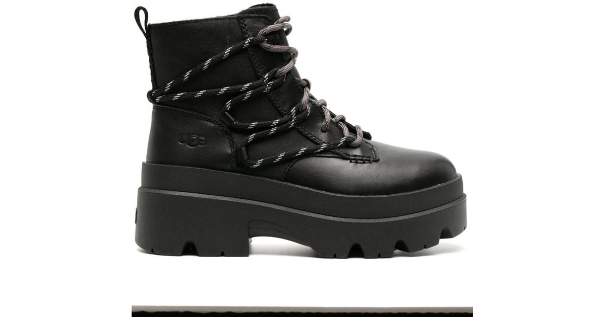 UGG Brisbane Lather Ankle Boots in Black Lyst UK