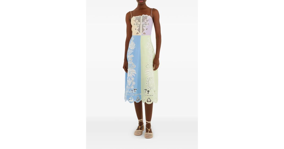 farm rio sleeveless embroidered patchwork midi dress Multicolor Embroidered Euroflax Premium Linen Midi Dress