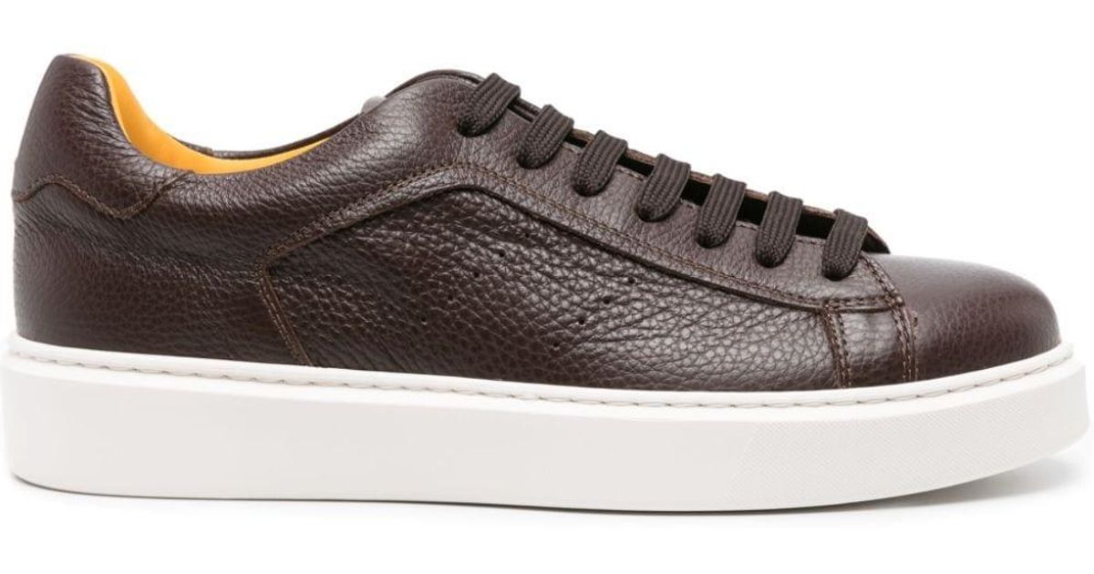 Doucal's Logo-patch Leather Sneakers in Brown for Men | Lyst