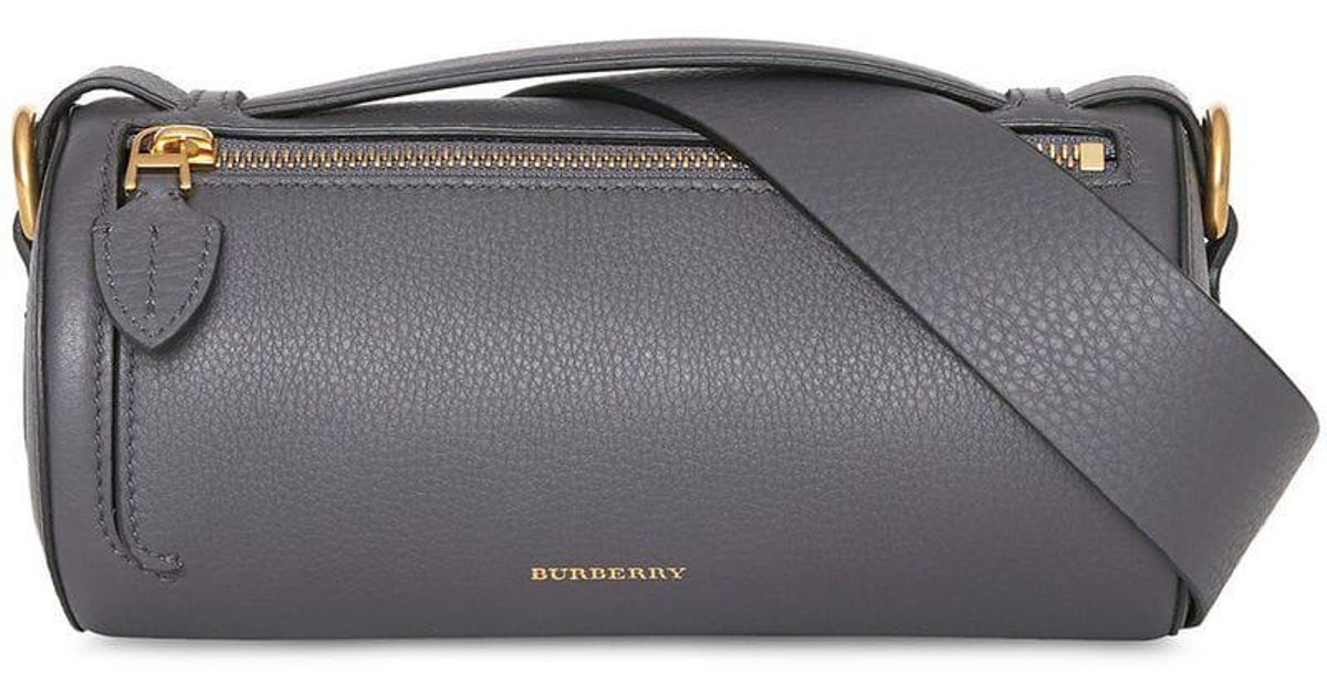 Burberry The Leather Barrel Bag in Gray | Lyst