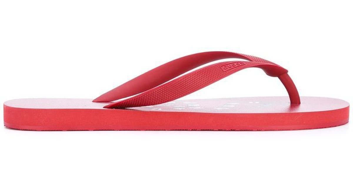 red gucci flip flops