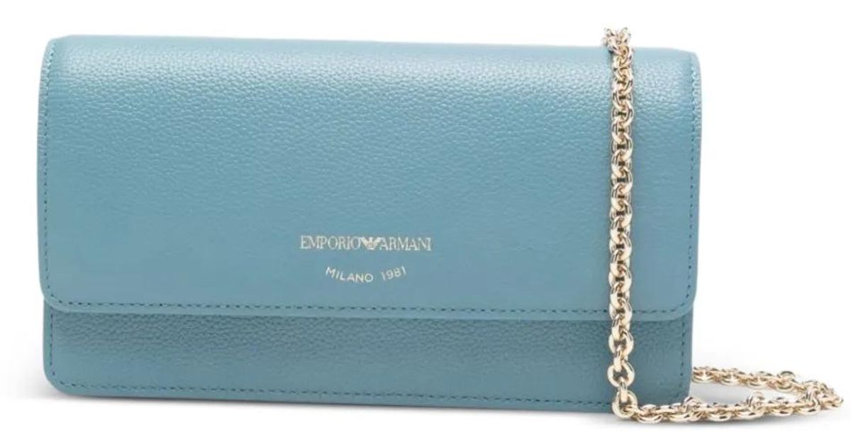 Emporio Armani Chain Leather Mini Bag in Blue | Lyst