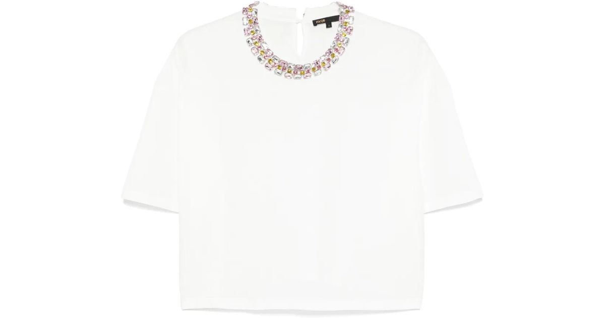 maje ホワイト ビジュー付き Tシャツ Maje_MFPTS00840-10_H_1.jpg?sw=