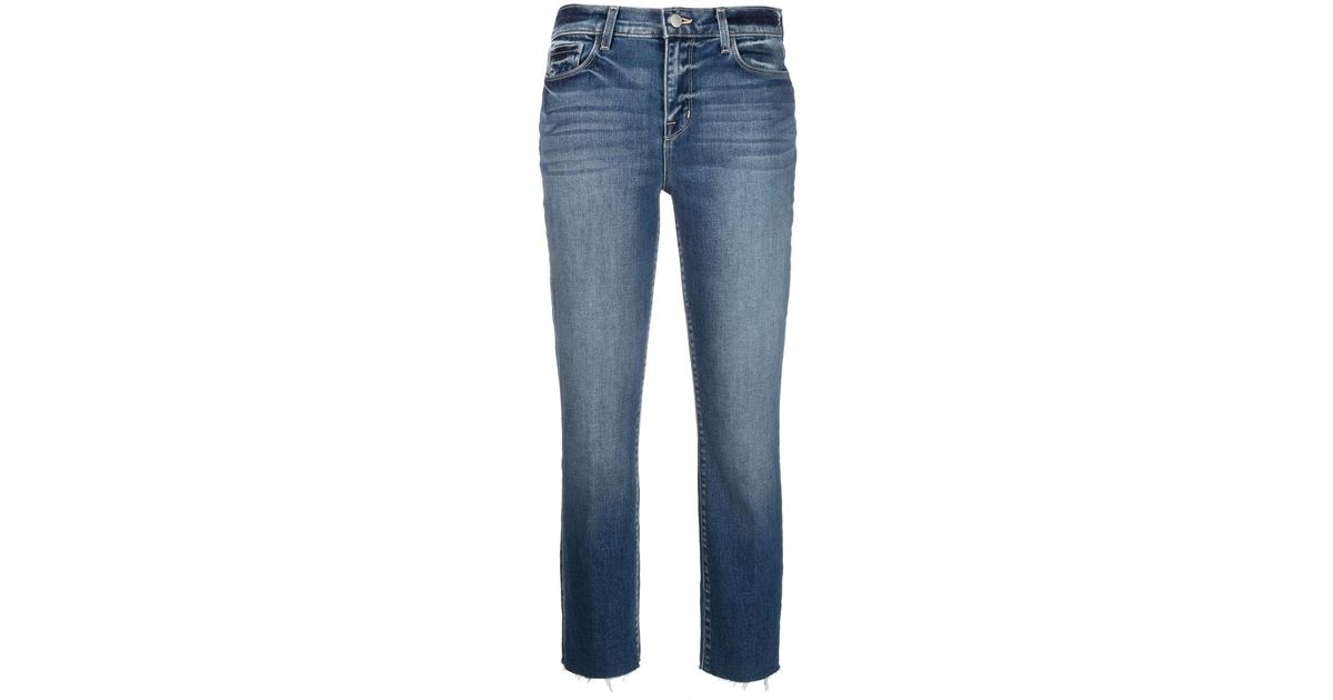 L'Agence Cropped Slim Jeans in Blue | Lyst