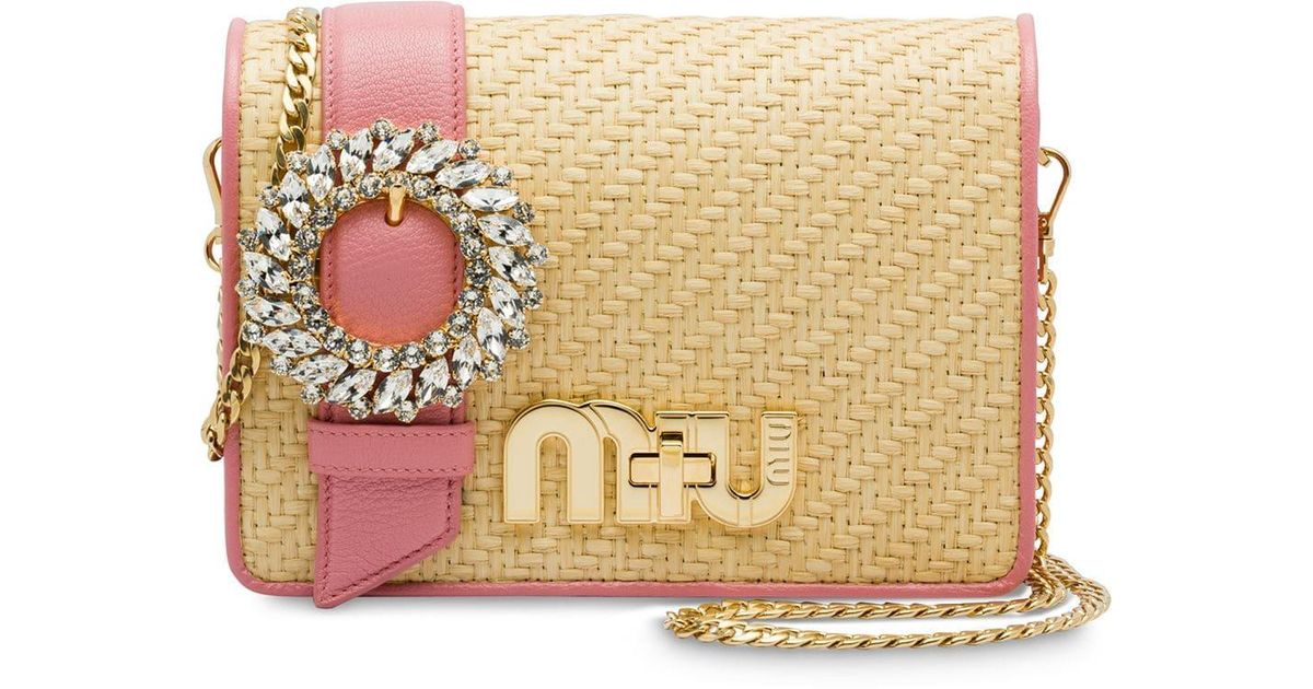 Miu Miu Leather Madras Bag Lyst