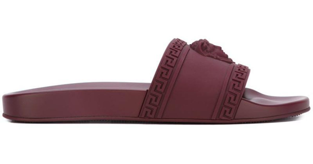 burgundy versace slippers