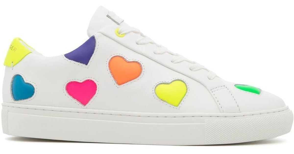 Kurt Geiger Leather Lane Love Lace-up Trainers in White | Lyst