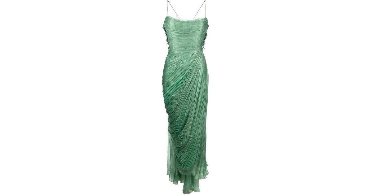Maria Lucia Hohan Siona Draped Silk Dress in Green | Lyst